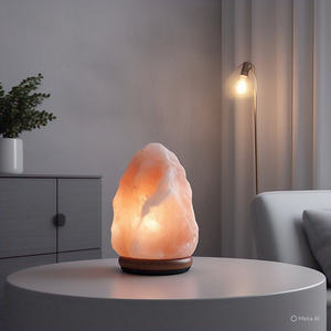 Lampe à sel de l'Himalaya à intensité variable fabriquée à la main de style Feng Shui naturel avec sel de roche sculpté luminosité réglable dans toutes les couleurs - Product Image 6
