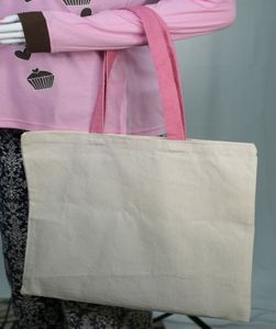 Sac fourre-tout d'épicerie Calicot 100% coton réutilisable recyclé et écologique imprimé de logo personnalisé grande fermeture éclair en vrac organique - Product Image 2