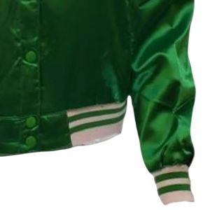 Green Satin <b>Jacket</b> Women Varsity Style Bomber <b>Jacket</b> Fashion Casual Outerwear Button Front Streetwear Apparel Stylish Wholesale - Product Image 6
