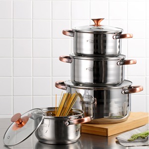 Set di pentole in acciaio inox da 8 pezzi adatto per piani cottura a induzione, San Ignacio Premium Collection + 3 pezzi in acciaio inox - Product Image 4