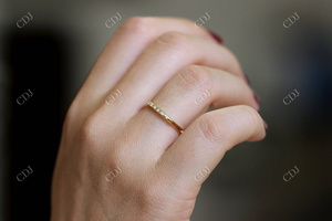 Sept diamants bague de mariage laboratoire cultivé CVD diamant bandes de mariage maigre mince bague de mariage en gros blanc jaune or Rose anneaux - Product Image 4