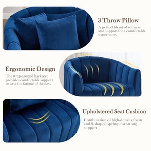 M Upholstered Oversized 360&deg; Swivel Accent <strong>Barrel</strong> <strong>Chair</strong> Half Cozy Sofa <strong>Set</strong> Furniture Living Room Pumpkin-Shape Club Armchair - Product Image 5