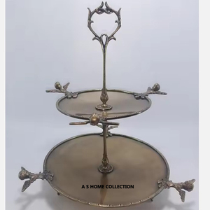 Diseño de rama de flores, decoración de boda, mesa de Metal, soporte para pastel, Pilar dorado redondo, soporte para decoración de pasteles de 2 niveles - Product Image 6