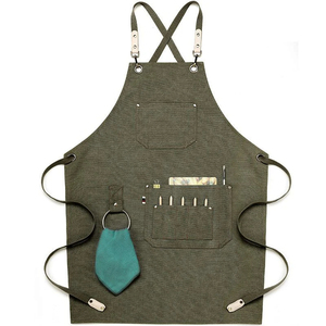 Custom Cotton Canvas Cross Back Adjustable Kitchen <b>Cooking</b> <b>Apron</b> with Pockets - Product Image 4