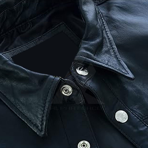 Camisas Casuales de Cuero 100% para Hombre OEM, Ropa de Invierno Transpirable de Alta Calidad con Manga Larga, Cómoda e Impermeable con Frente de Lona - Product Image 5