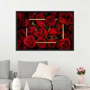 Toile imprimée rose rouge : Décoration florale élégante, cadeau idéal pour la maison, TOILE ENCADRÉE NOIRE - Product Image 1