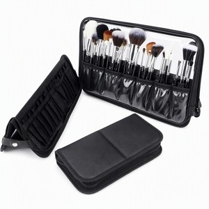 Grand sac de rangement pliable pour pinceaux de maquillage, 14-40 emplacements, étui de rangement pour pinceaux cosmétiques, support vertical pour pinceaux avec fenêtre transparente - Product Image 1