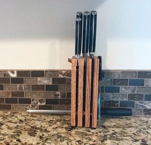 Premium Bamboo Wood Knife Block Holder Organiser Ideal for <b>Kitchen</b> <b>Storage</b> and Counter Use Hot Selling <b>Kitchen</b> <b>Utensils</b> - Product Image 4