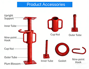 Puntales Telescópicos Ajustables de Acero con Soporte de Acero Galvanizado para Plataformas de Andamios y Soporte de Losas - Product Image 2