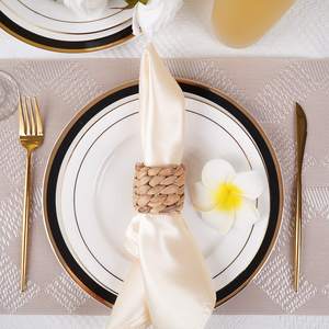 Anneaux naturels tressés à la main blancs pour serviettes en gros eco porte-anneau de serviette en jacinthe d'eau décor de mariage - Product Image 3