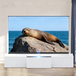 PerfecTisan Mueble para <span class=keywords><strong>TV</strong></span> Láser Blanco Todo en Uno de <span class=keywords><strong>100</strong></span> <span class=keywords><strong>Pulgadas</strong></span> con Proyección Ultra Corta para Pantalla de Proyección UST ALR que se Levanta del Suelo - Product Image 4