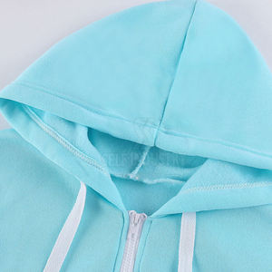 Sweats à capuche extensibles zippés personnalisés en gros pour femmes dernier style décontracté respirant col à capuche couleur unie pour le devant de l'hiver - Product Image 3