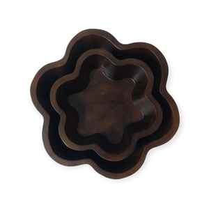 ชุดชามสลัดผลไม้รูปดอกไม้สีน้ำตาลเข้ม3ชิ้นเครื่องใช้สำหรับโต๊ะอาหารทำจากไม้มะม่วงที่เป็นมิตรกับสิ่งแวดล้อม - Product Image 5