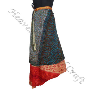 Nueva falda envolvente mágica Reversible de doble capa de seda Vintage, faldas envolventes Sari de seda de dos capas Reversible, magia gitana India - Product Image 2