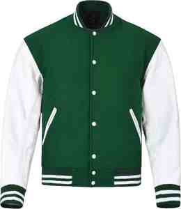 Blousons universitaires personnalisés OEM 2026 de haute qualité à manches longues – Fabricant sur mesure – Blouson blanc et vert - Product Image 3