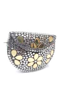 Elegante Bolso Clutch de Metal con Mosaico y Piedra de Nácar, Diseño Étnico Antiguo Hecho a Mano con Cadena de Metal, Venta de Artesanía en Metal - Product Image 2