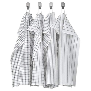 Vert blanc Pack à motifs Design moderne feuilles motif Plaid Machine lavage fil teint coton facile à ranger cuisine linge torchon - Product Image 2