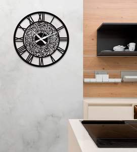 Stylish Rustic Metal <b>Wall</b> <b>Clocks</b> With Wood Panel Accents and Distressed Finishes to Suit Farmhouse-style Interiors - Product Image 6