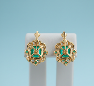 Elegant <b>Green</b> Hydro 10×12 mm Octagon CZ Drop <b>Earring</b> 925 Sterling Silver 18K Gold Plated 4 Inch Handmade Jewellery Gift for Her - Product Image 3