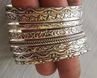 Femmes Boho Vintage Bahamien Poisson Fleur 8 Pièces Argent Sterling Plaqué Bracelet Ensemble Réglable Empilable Bracelet Christian Cadeau