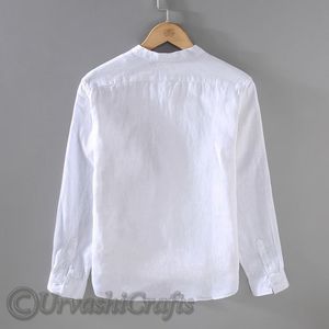 2024 último diseño de camisas de moda para hombres puro algodón Lino manga larga ecológico primavera otoño camisas casuales para hombres OEM - Product Image 4