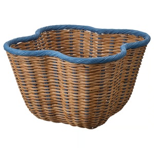 Cesta de Almacenamiento de Ratán Natural Ecológica Hecha a Mano con Ribete Azul, Diseño Moderno Multifuncional, Marca Artex Green Earth, Hecho en Vietnam - Product Image 1