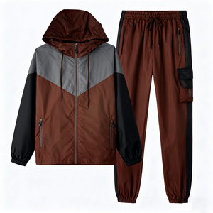 Conjunto Deportivo Unisex de Talla Grande, Chaqueta Cortavientos de Nailon para Primavera, Ropa Deportiva, Estilo Vintage con Bloques de Color, Ecológico, de Dos Piezas - Product Image 2