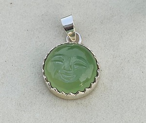 Colgante de Prehnita natural, colgante de plata de ley 925, colgante de piedras preciosas de Prehnita hecho a mano, regalo - Product Image 3