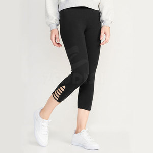 Leggings d'été pour filles, taille moyenne, 100% coton, séchage rapide, respirant, élastique, vêtements de sport - Product Image 3