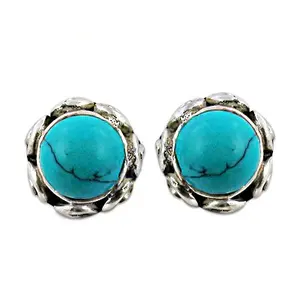 Boucles d'oreilles clous tendance pour femme en argent 925 et turquoise, plaqué or 18 carats et or rose, design goutte mignon, pour cadeau de fiançailles, bijoux diamant et perle - Product Image 1