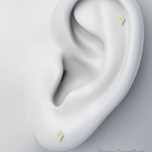 ต่างหูแบบเจาะรูปดวงจันทร์สุดหรูเพชรแบบใส VVS ขนาด10K 14K ทอง18K เครื่องประดับสำหรับการขายแบบไม่แพง - Product Image 4