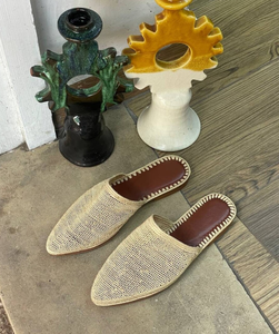 Natural Raffia Slippers, Moroccan Leather Raffia <b>Shoes</b>, Raffia <b>Shoes</b>, Women's Rafia Sandals, Boho Sandals - Product Image 3