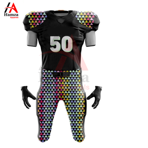 Uniforme de football américain de qualité supérieure motif triangle noir 180GSM 100% polyester respirant court OEM sur mesure adulte - Product Image 2