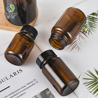 Flacon en verre rond ambré à large ouverture avec couvercle, capacité facultative 60 ml 75 ml 120 ml 200 ml 300 ml