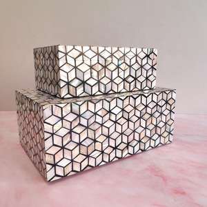 กล่องใส่เครื่องประดับงานฝีมือเหนือกาลเวลา กล่องไม้ฝังมุกและกระดูก กล่องใส่กำไลและแหวน สินค้าคุณภาพยอดนิยมสำหรับเป็นของขวัญ ดีไซน์โดดเด่น - Product Image 2