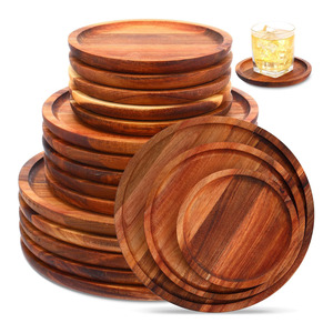 Vente en gros d'assiettes en bois bohèmes, ensemble combiné d'assiettes en bois robustes bio-compostables pour les repas du soir - Product Image 1