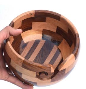 Bol en fil de bois naturel fait à la main bols de stockage de crochet pour crochet à tricoter bol en fil de bois de fournisseur indien - Product Image 2