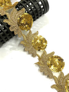 Bordure en dentelle métallique dorée et argentée durable, bordure en dentelle à paillettes, accessoires vestimentaires, ruban en dentelle de 4 cm avec des fils fins - Product Image 5