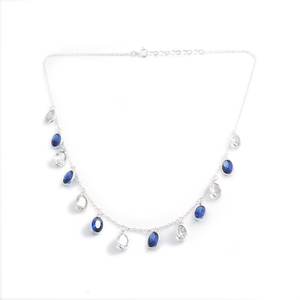 สร้อยคอแต่งงานแบบมินิมอลสีมรกตพร้อม925ไพลินและเงินสเตอลิงของขวัญแวววาวสำหรับเครื่องประดับที่มีสไตล์ของเธอ - Product Image 1