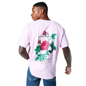 Wholesale Best Selling Men 100% Cotton Light Pink Color Oversized Screen Printed Design On Back For Sale Men T Shirts