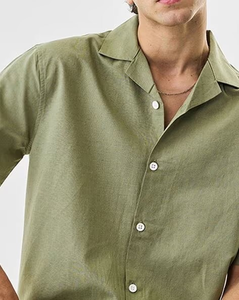Camisa de Hombre con Cuello Cubano de Alta Calidad, Varias Opciones de Color, Camisa de Manga Corta con Botones, Estilo Cuadrado, Camisas de Bolos - Product Image 2