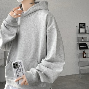 เสื้อฮู้ดโอเวอร์ไซส์ของผู้ชายแบบลำลองผ้าคอตตอนเทอร์รี่ฝรั่งเศษ100% พร้อมพิมพ์โลโก้บนหน้าจอแบบกำหนดเองย้อมสีธรรมดา - Product Image 1