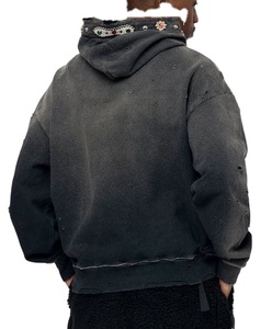 Sweat à capuche en éponge française surdimensionné anti-rétrécissement 100% fabricant de conception doublée en coton tricoté à l'acide vieilli 2026 - Product Image 6