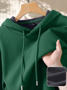 Sweat-shirt à capuche décontracté de couleur unie pour hommes, sweat-shirt à capuche uni confortable et surdimensionné, meilleures ventes, grande taille pour la saison d'automne - Product Image 5