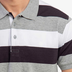 เสื้อยืดผู้ชายคุณภาพสูง ผ้าคอตตอนผสมโพลีเอสเตอร์ 260GSM ลายทางเรียบ แขนสั้น ทรงปกติ แห้งเร็ว ระบายอากาศได้ดี - Product Image 2