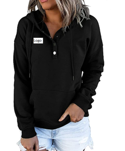 Sudaderas con capucha informales para mujer, Tops de manga larga con cordón, ropa de otoño con bolsillo, stock al por mayor - Product Image 3