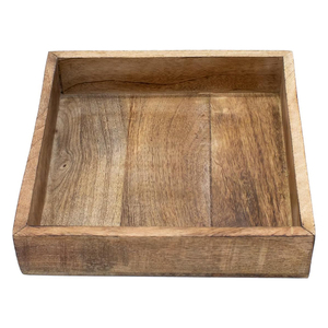 Plateau en bois de couleur brûlée légère de meilleure qualité Plateau de service carré en bois de manguier fait à la main pour servir des boissons au café et décor de bougies - Product Image 2