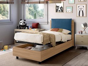 Lit Conteneur Simple, FABRIQUÉ EN ITALIE, Style Moderne avec Tête de Lit Rembourrée, Sommier à Lattes EVERGREENWEB - Product Image 3