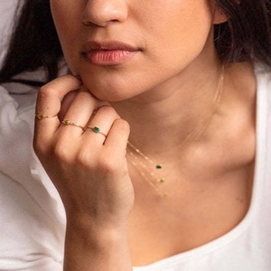 925 Plata chapado en oro rosa pequeño rectángulo rubí cuarzo piedra preciosa MM anillo redimensionable Vintage para Unisex - Product Image 3