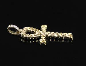 Classique Chrétien De Luxe Cubain Lien Conception Moissanite Rond Diamant Croix Pendentif en Argent Sterling Bijoux pour Hommes Femmes - Product Image 2